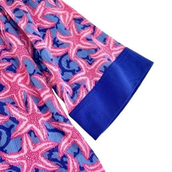 Talbots Lightweight Coastal Starfish Mini Dress Nautical Pink Blue - Picture 5 of 6